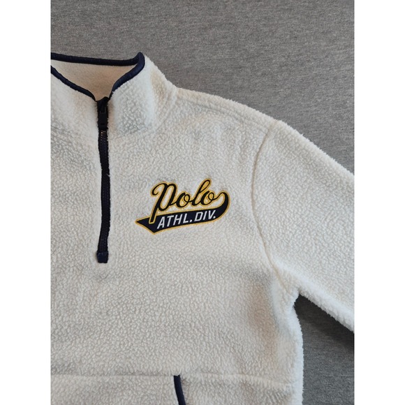 Polo Ralph Lauren Fleece Quarter Zip Youth Large 14-16 Polar White Sweatshirt - Picture 9 of 14